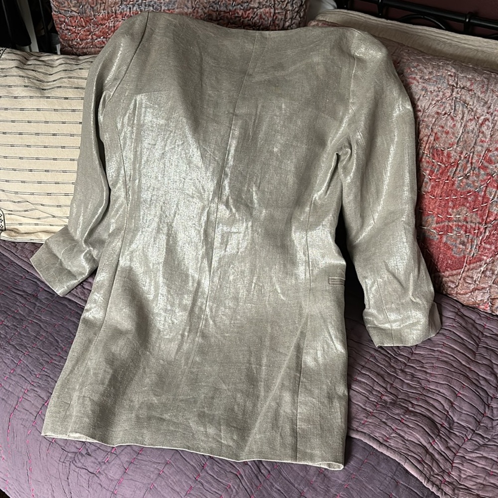🤍🩶ZARA Silver Linen Blazer - Picture 9 of 13